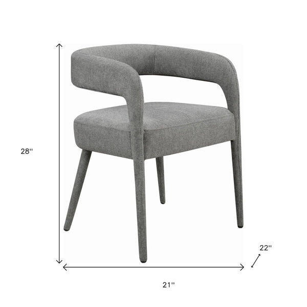 HomeRoots Set of Two Dark Gray Linen Upholstered Dining Chairs with Open Back for Modern Versatile Seating 558311