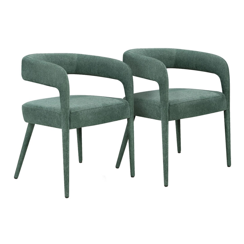 HomeRoots Set of Two Modern Green Linen Upholstered Side Chairs – Stylish Comfort for Dining & Accent Use 558312