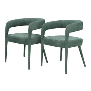 HomeRoots Set of Two Modern Green Linen Upholstered Side Chairs – Stylish Comfort for Dining & Accent Use 558312