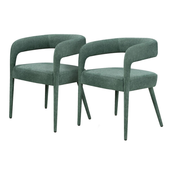 HomeRoots Set of Two Modern Green Linen Upholstered Side Chairs – Stylish Comfort for Dining & Accent Use 558312