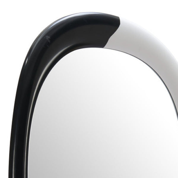HomeRoots 31" Black and White Oval Accent Mirror - Modern Geometric Steel Frame for Stylish Home Decor Upgrade 558339