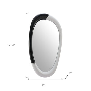 HomeRoots 31" Black and White Oval Accent Mirror - Modern Geometric Steel Frame for Stylish Home Decor Upgrade 558339