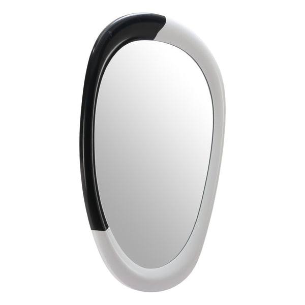 HomeRoots 31" Black and White Oval Accent Mirror - Modern Geometric Steel Frame for Stylish Home Decor Upgrade 558339