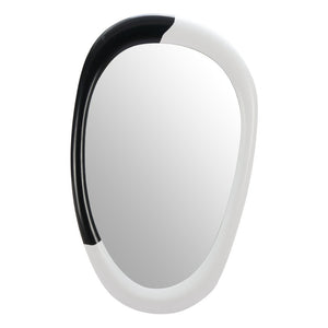 HomeRoots 31" Black and White Oval Accent Mirror - Modern Geometric Steel Frame for Stylish Home Decor Upgrade 558339