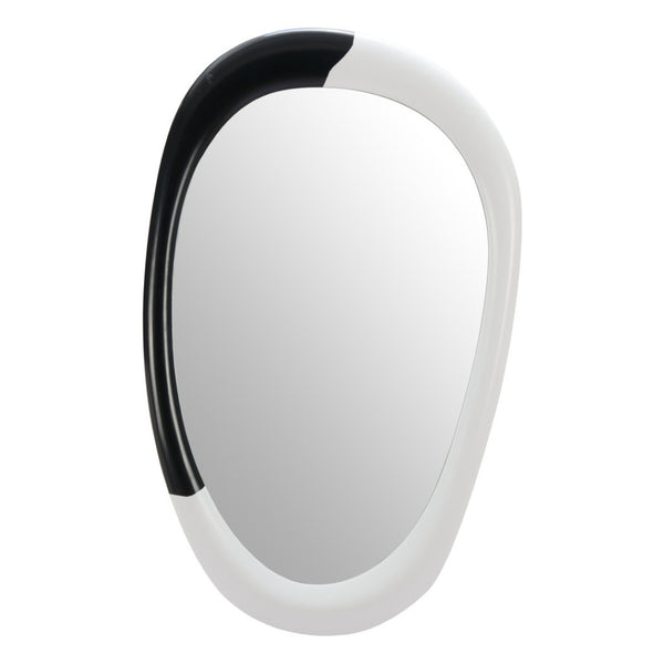 HomeRoots 31" Black and White Oval Accent Mirror - Modern Geometric Steel Frame for Stylish Home Decor Upgrade 558339