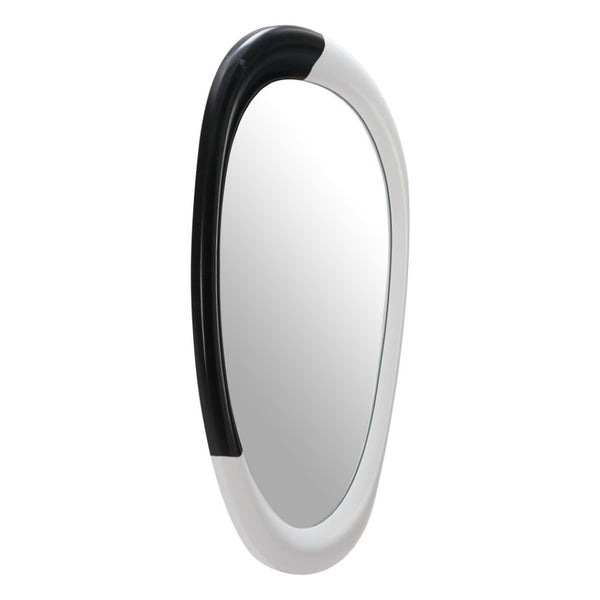 HomeRoots 31" Black and White Oval Accent Mirror - Modern Geometric Steel Frame for Stylish Home Decor Upgrade 558339