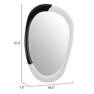 HomeRoots 31" Black and White Oval Accent Mirror - Modern Geometric Steel Frame for Stylish Home Decor Upgrade 558339