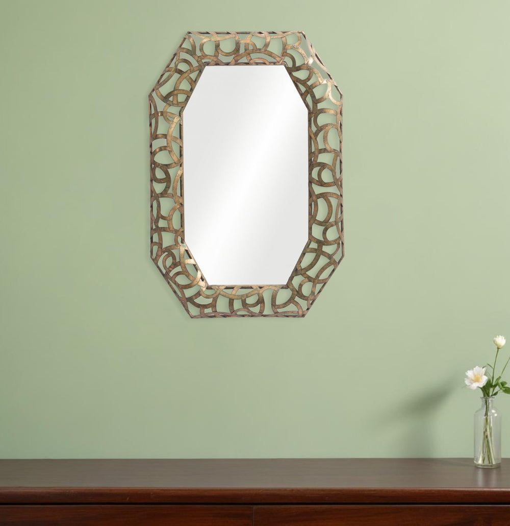 Homeroots 35" Bronze Octagonal Steel Framed Accent Mirror  Steel 558340