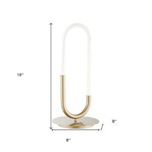 HomeRoots 19" Gold Acrylic Modern Paper Clip LED Table Lamp – Dimmable Touch Control for Stylish Illumination 558368