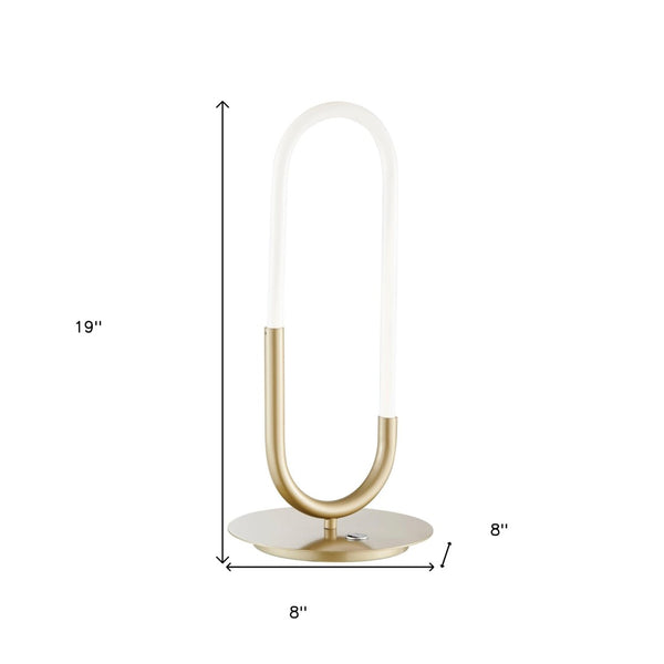 HomeRoots 19" Gold Acrylic Modern Paper Clip LED Table Lamp – Dimmable Touch Control for Stylish Illumination 558368
