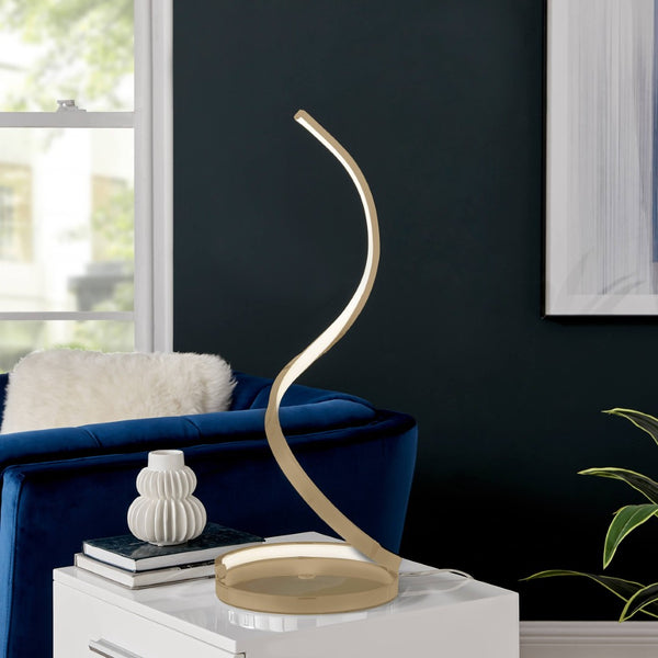 HomeRoots 31" Gold Metal Desk Lamp - Modern LED Touch-Switch Lighting for Home Office or Study Space 558369