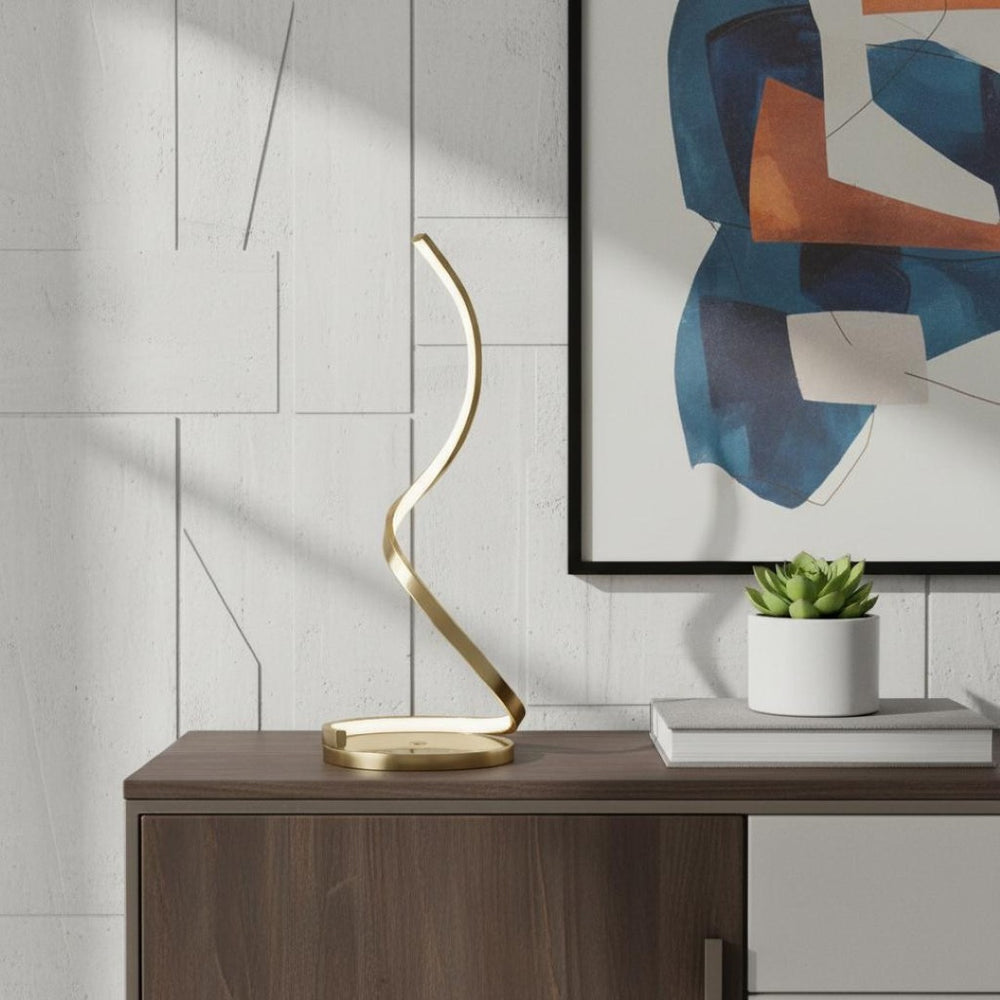 HomeRoots 31" Gold Metal Desk Lamp - Modern LED Touch-Switch Lighting for Home Office or Study Space 558369