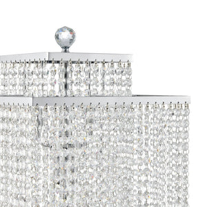 HomeRoots 22" Silver Table Lamp with Crystal Rainfall Shade - Elegant LED Lighting for Modern Interiors 558370