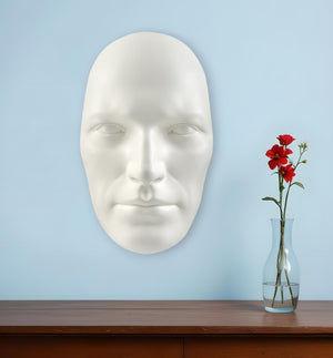 HomeRoots 28" Handmade White Resin Male Face Wall Decor - Modern Art Sculpture for Stylish Interior Design 558371