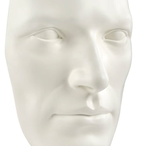 HomeRoots 28" Handmade White Resin Male Face Wall Decor - Modern Art Sculpture for Stylish Interior Design 558371