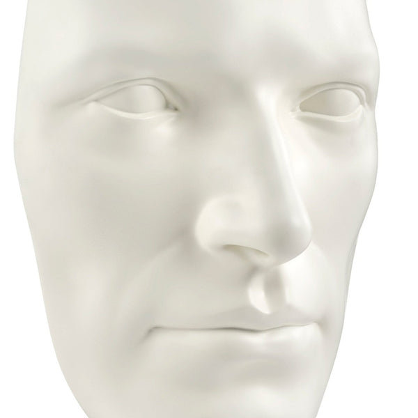HomeRoots 28" Handmade White Resin Male Face Wall Decor - Modern Art Sculpture for Stylish Interior Design 558371