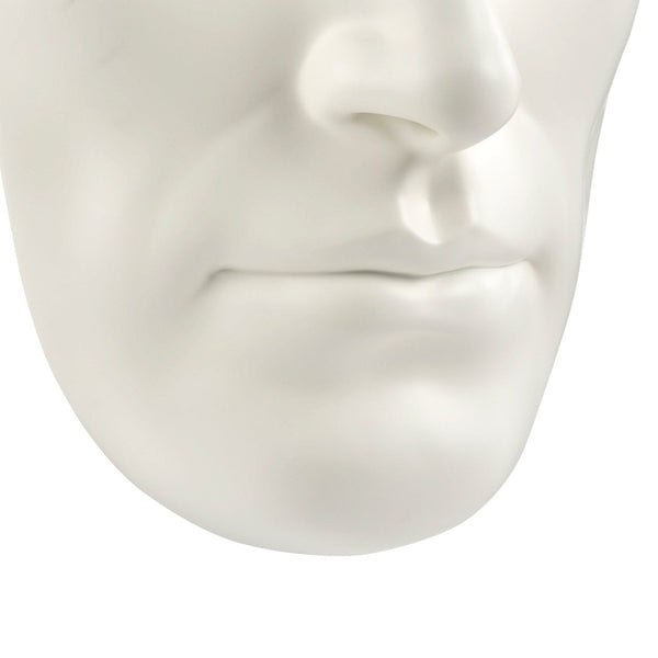 HomeRoots 28" Handmade White Resin Male Face Wall Decor - Modern Art Sculpture for Stylish Interior Design 558371