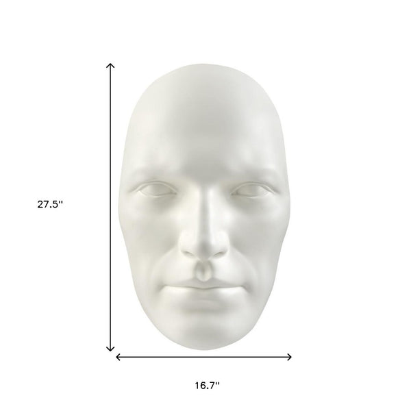 HomeRoots 28" Handmade White Resin Male Face Wall Decor - Modern Art Sculpture for Stylish Interior Design 558371