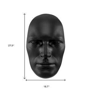 Homeroots 28" Black Face Resin Oval Wall Sculpture - Handmade Dimensional Art For Unique Home Decor Focal Point  Resin 558372