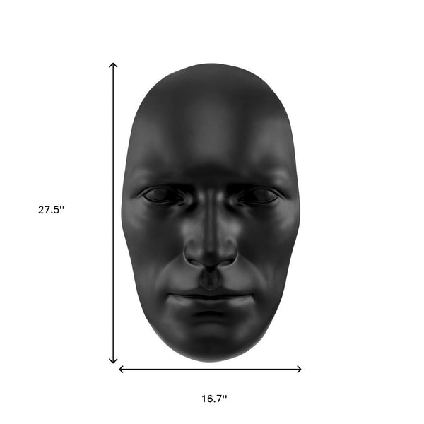 Homeroots 28" Black Face Resin Oval Wall Sculpture - Handmade Dimensional Art For Unique Home Decor Focal Point  Resin 558372