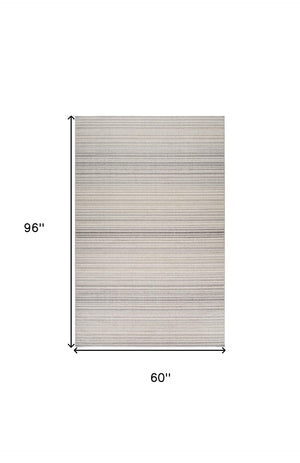 HomeRoots 5' Modern Gray and Ivory Abstract Area Rug - Cozy, Durable, Stain-Resistant Design for Any Space 5' X 8' 558380