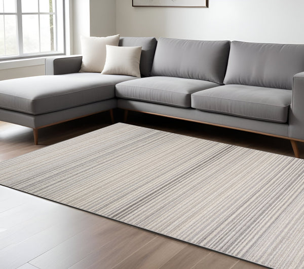 Homeroots 7' X 10' Gray And Ivory Abstract Area Rug  Polypropylene 558381