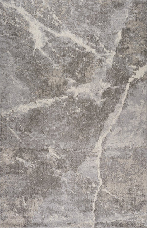 HomeRoots 5' Gray and Ivory Abstract Area Rug - Modern Artistry, Stain-Resistant & Perfect for Busy Homes 7' X 10' 558386