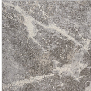 HomeRoots 5' Gray and Ivory Abstract Area Rug - Modern Artistry, Stain-Resistant & Perfect for Busy Homes 8' X 11' 558387