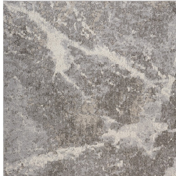 HomeRoots 5' Gray and Ivory Abstract Area Rug - Modern Artistry, Stain-Resistant & Perfect for Busy Homes 8' X 11' 558387