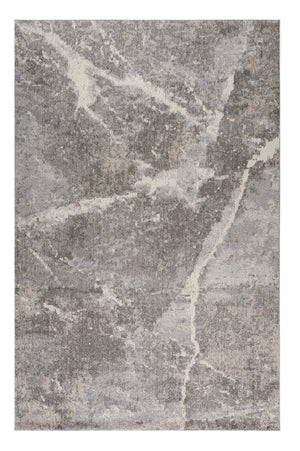 HomeRoots 5' Gray and Ivory Abstract Area Rug - Modern Artistry, Stain-Resistant & Perfect for Busy Homes 8' X 11' 558387