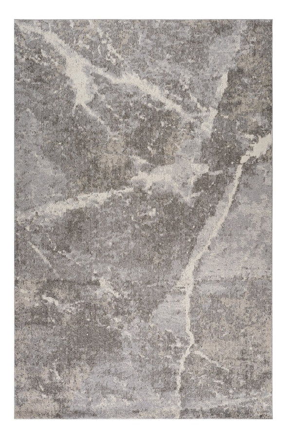 HomeRoots 5' Gray and Ivory Abstract Area Rug - Modern Artistry, Stain-Resistant & Perfect for Busy Homes 8' X 11' 558387