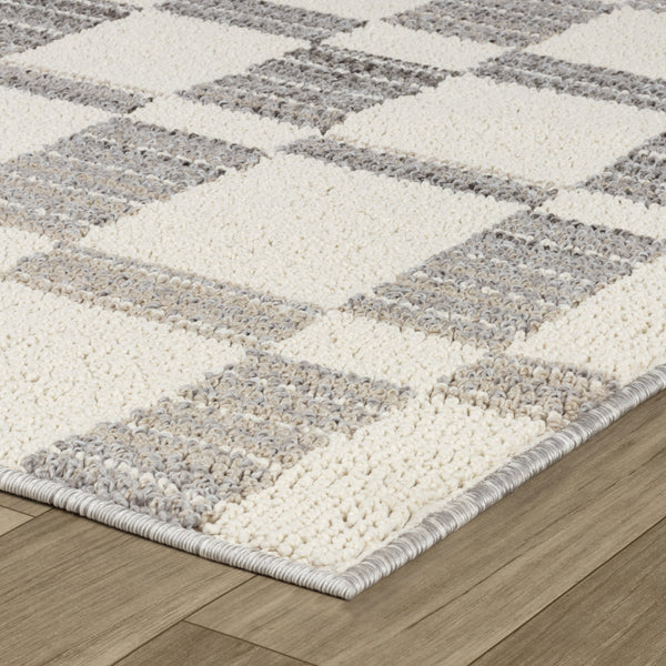 Homeroots 4' X 6' Gray And Beige Checkered Distressed Area Rug  Polypropylene 558389