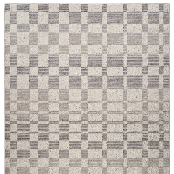 Homeroots 4' X 6' Gray And Beige Checkered Distressed Area Rug  Polypropylene 558389