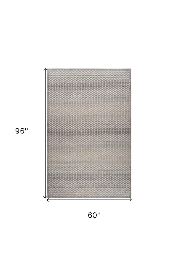 Homeroots 5' X 8' Gray And Beige Checkered Distressed Area Rug  Polypropylene 558390