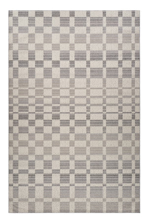 Homeroots 7' X 10' Gray And Beige Checkered Distressed Area Rug  Polypropylene 558391