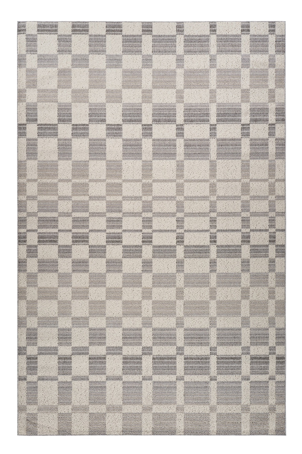 Homeroots 8' X 11' Gray And Beige Checkered Distressed Area Rug  Polypropylene 558392