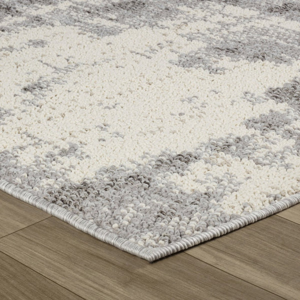 HomeRoots 5' Gray and Beige Abstract Distressed Area Rug – Modern Style, Stain-Resistant, Durable for Homes 7' X 10' 558396