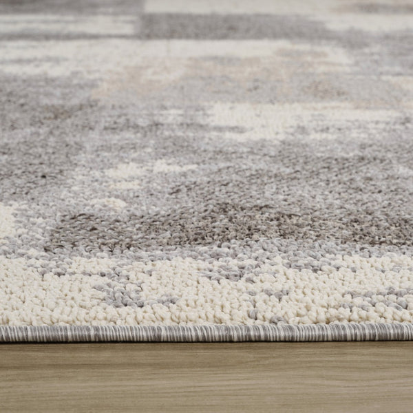 HomeRoots 5' Gray and Beige Abstract Distressed Area Rug – Modern Style, Stain-Resistant, Durable for Homes 7' X 10' 558396
