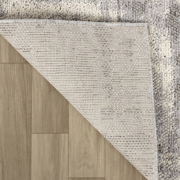 HomeRoots 5' Gray and Beige Abstract Distressed Area Rug – Modern Style, Stain-Resistant, Durable for Homes 7' X 10' 558396