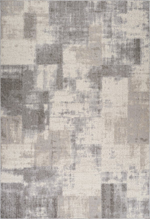 HomeRoots 5' Gray and Beige Abstract Distressed Area Rug – Modern Style, Stain-Resistant, Durable for Homes 7' X 10' 558396