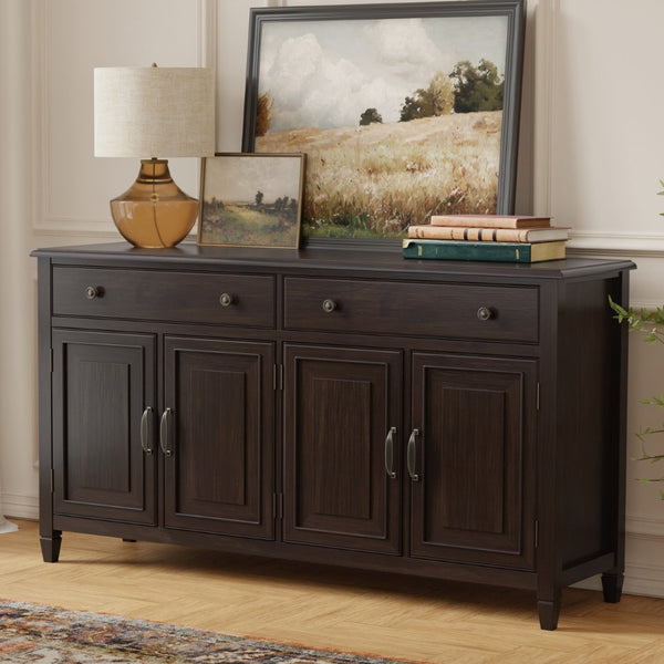 English Elm Connaught Solid Wood Sideboard with Raised Panel Doors and Bronze Hardware for Dining B136P436050