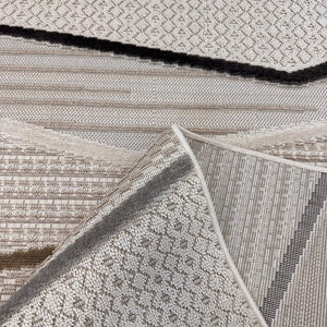 HomeRoots 5' Abstract Area Rug in Gray, Brown & Beige - Durable, Stain-Resistant Design for Modern Spaces 5' X 8' 558404