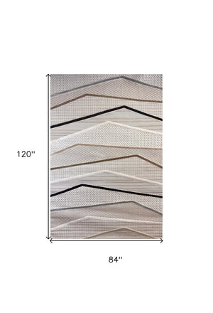 Homeroots 7' X 10' Gray Brown And Beige Abstract Area Rug  Polyester 558405