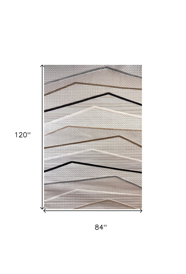 Homeroots 7' X 10' Gray Brown And Beige Abstract Area Rug  Polyester 558405