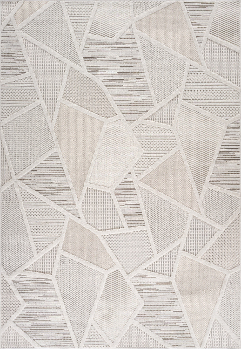 Homeroots 5' X 8' Cream And Beige Geometric Distressed Area Rug  Polyester 558408