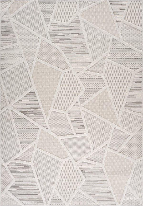 Homeroots 8' X 11' Cream And Beige Geometric Distressed Area Rug  Polyester 558410