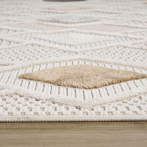 Homeroots 7' X 10' Cream And Beige Abstract Distressed Area Rug  Polyester 558413