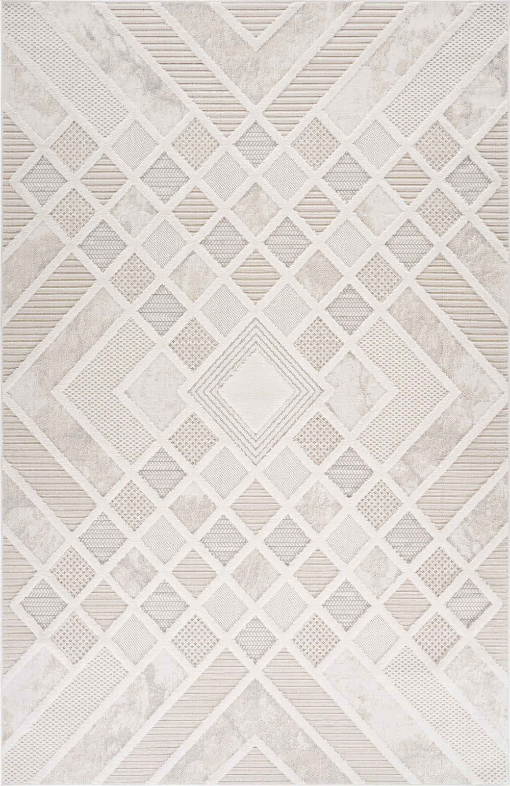 Homeroots 5' X 8' Cream And Beige Abstract Distressed Area Rug  Polyester 558420