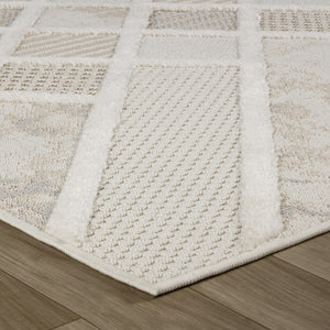Homeroots 7' X 10' Cream And Beige Abstract Distressed Area Rug  Polyester 558421