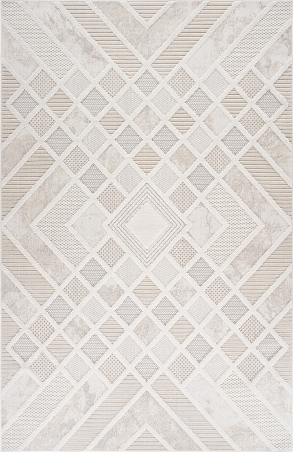 Homeroots 7' X 10' Cream And Beige Abstract Distressed Area Rug  Polyester 558421